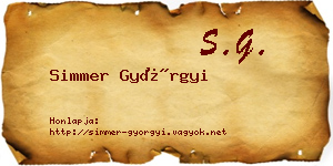 Simmer Györgyi névjegykártya