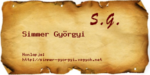 Simmer Györgyi névjegykártya
